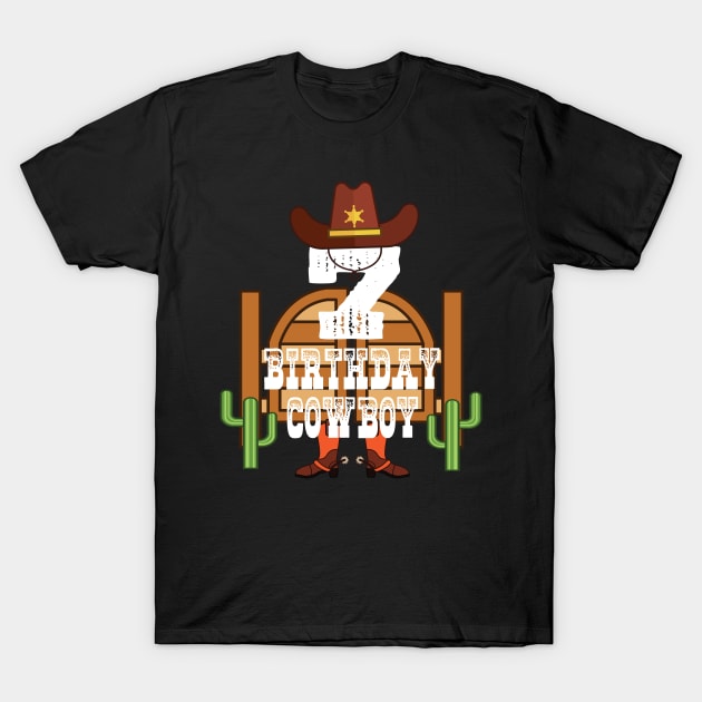 7th Birthday Cowboy Kid 7 Years Old Rodeo Lover Party product T-Shirt by Grabitees